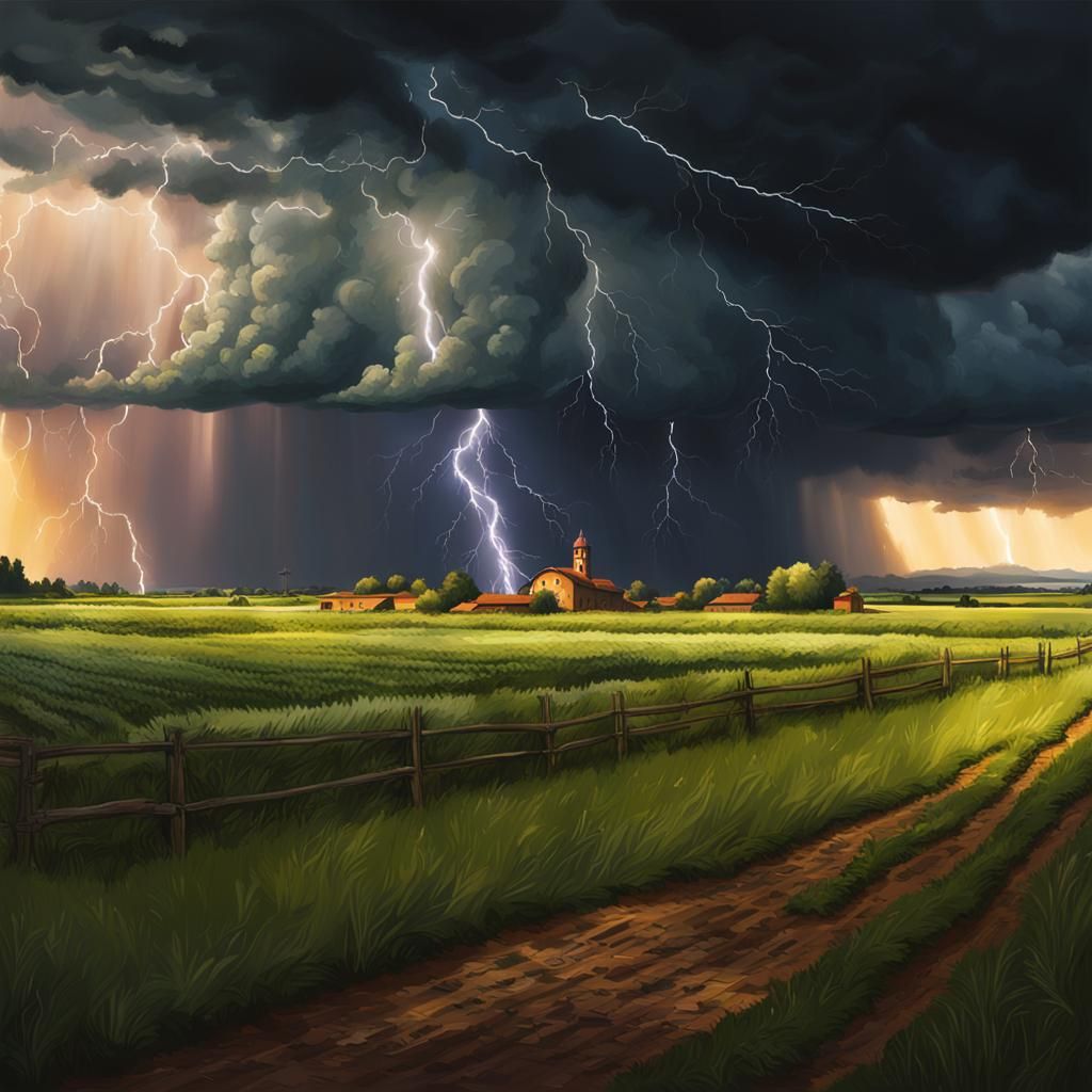 Dramatic Storm Over Cremona, Italy: Hyperrealistic Splash Ar...