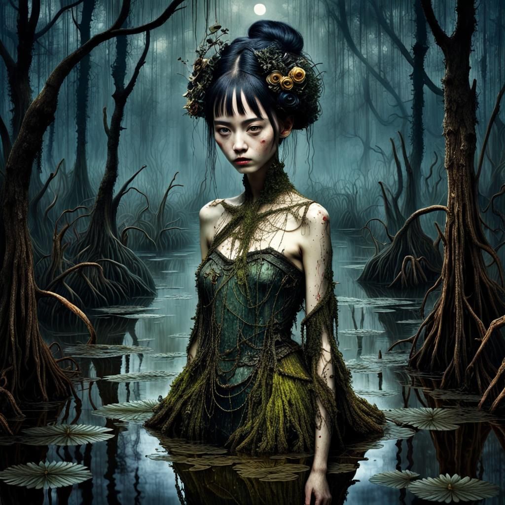 Momoko Okazaki in Ominous Swamp: Digital Painting