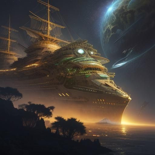 Generation Ship Repairs Damaged Planet: Concept Art