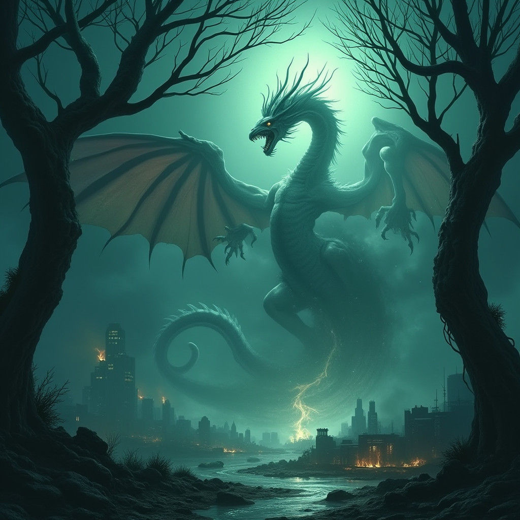 Fire Deity Emerges from Flames with Crimson Wings