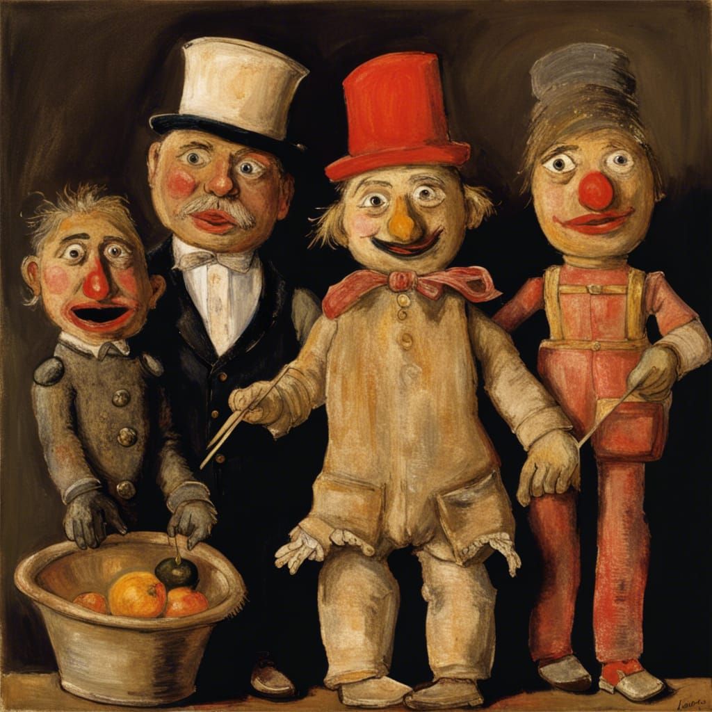 Puppets Held by Hands: An Ensor-Greco Inspired Artwork
