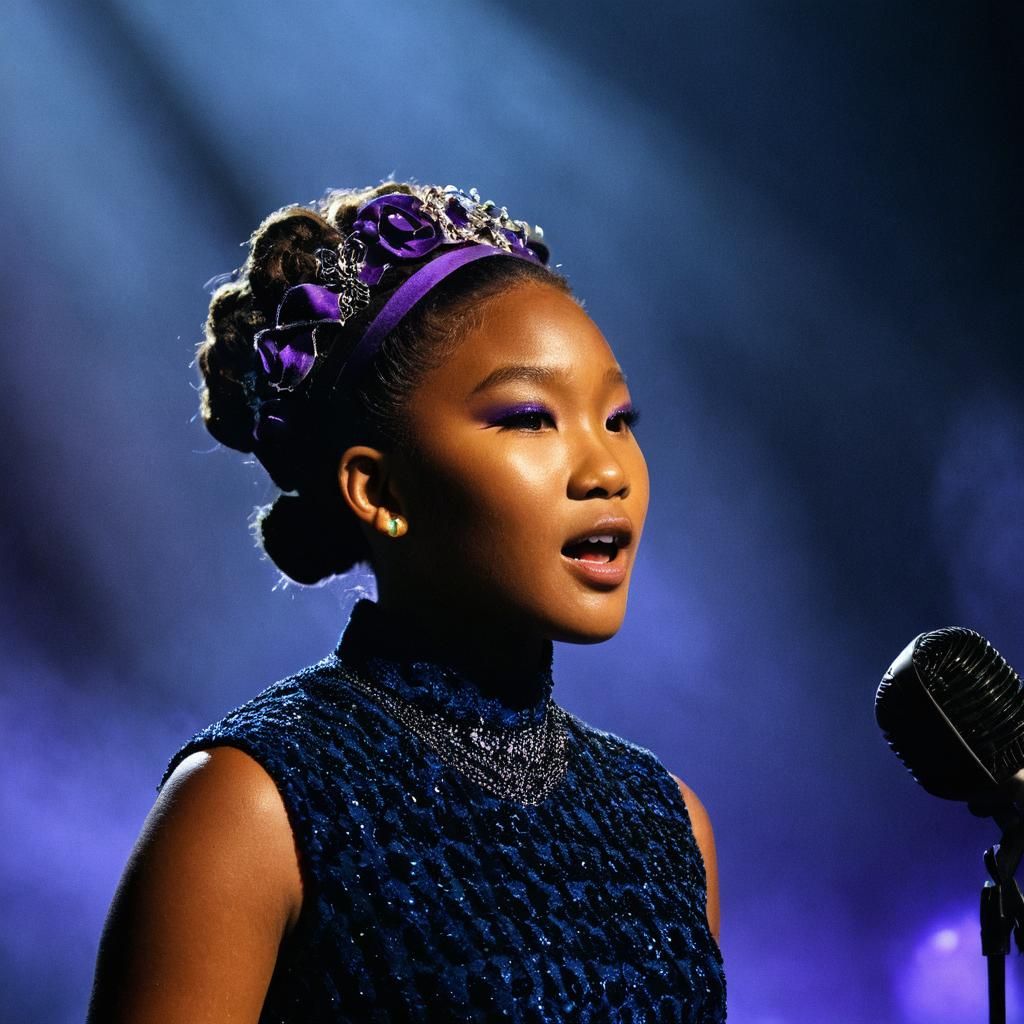 Halloween Concert: Woman Singing in Moody Lighting