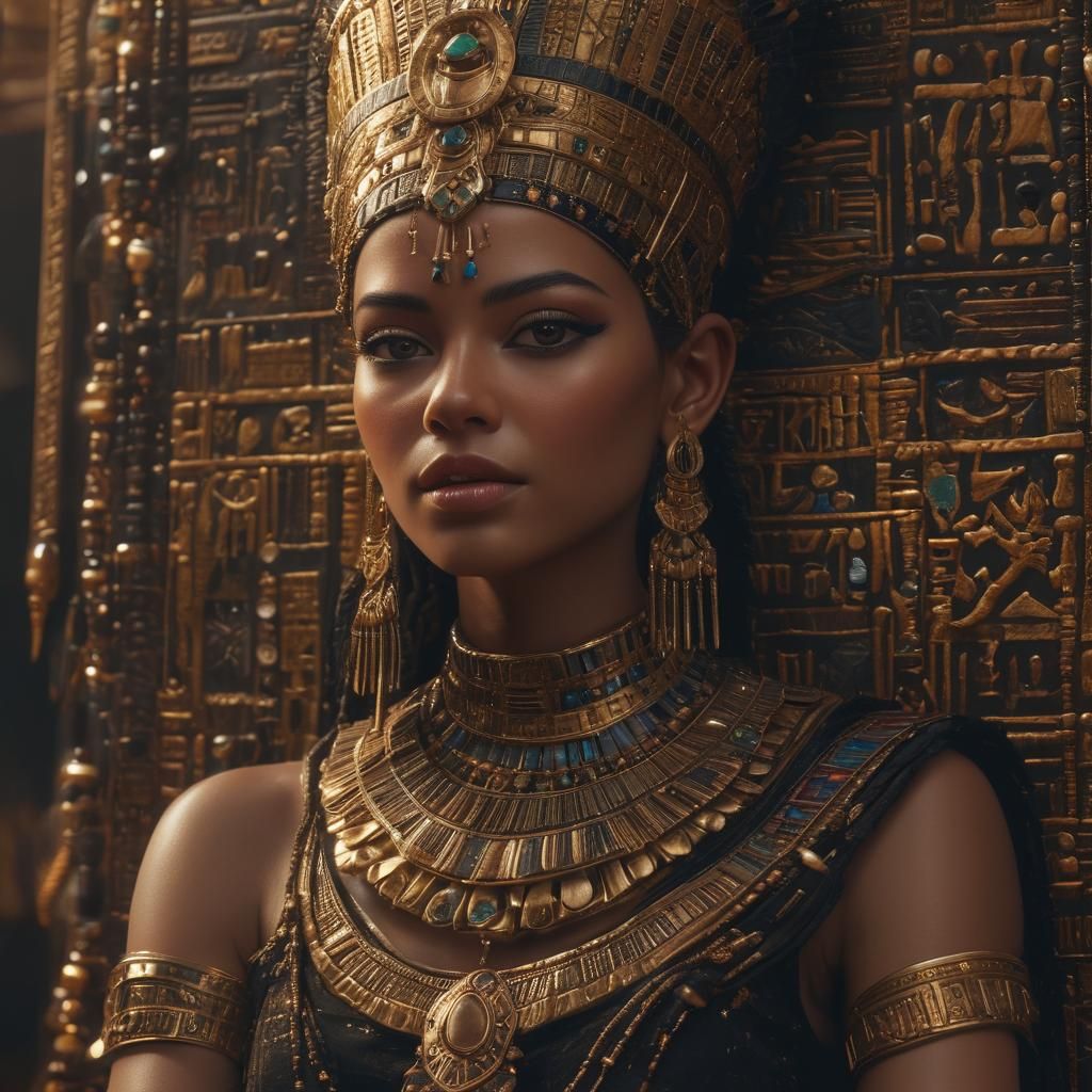 Egyptian Princess in Jewels: Hyperrealistic Digital Portrait