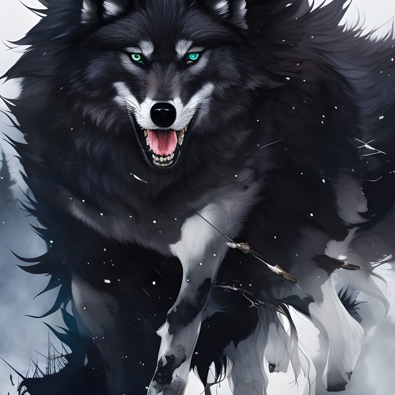 Sinister Wolf Portrait in Gothic Horror Style