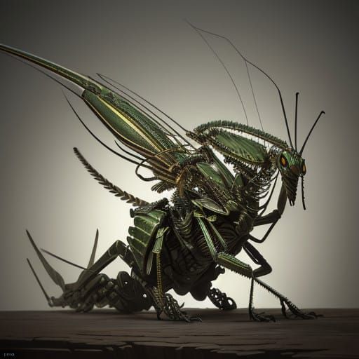 Ethereal Mantis Sword in Biomechanical Style