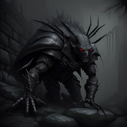 Dark Fantasy Cockroach Assassin in Gothic Ruins