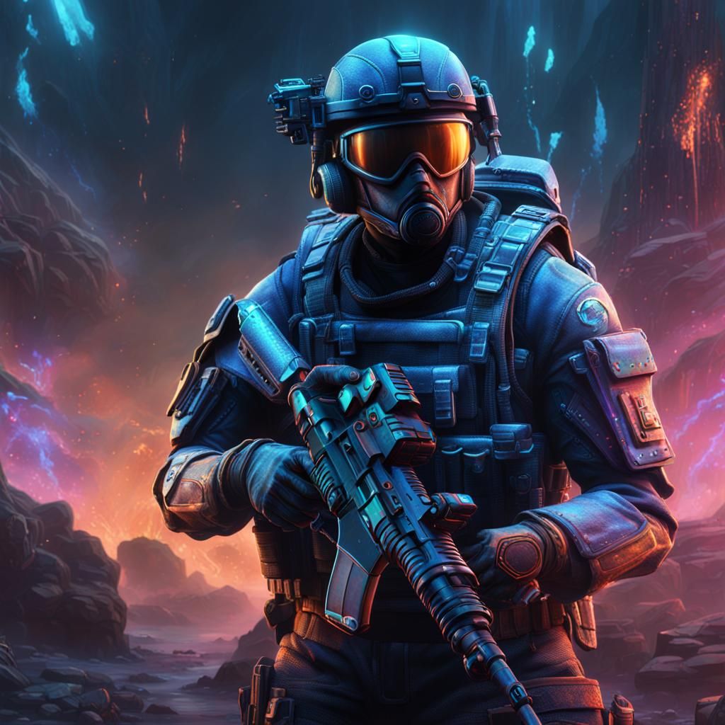 Holographic Enhanced Commando in Detailed Matte Painting