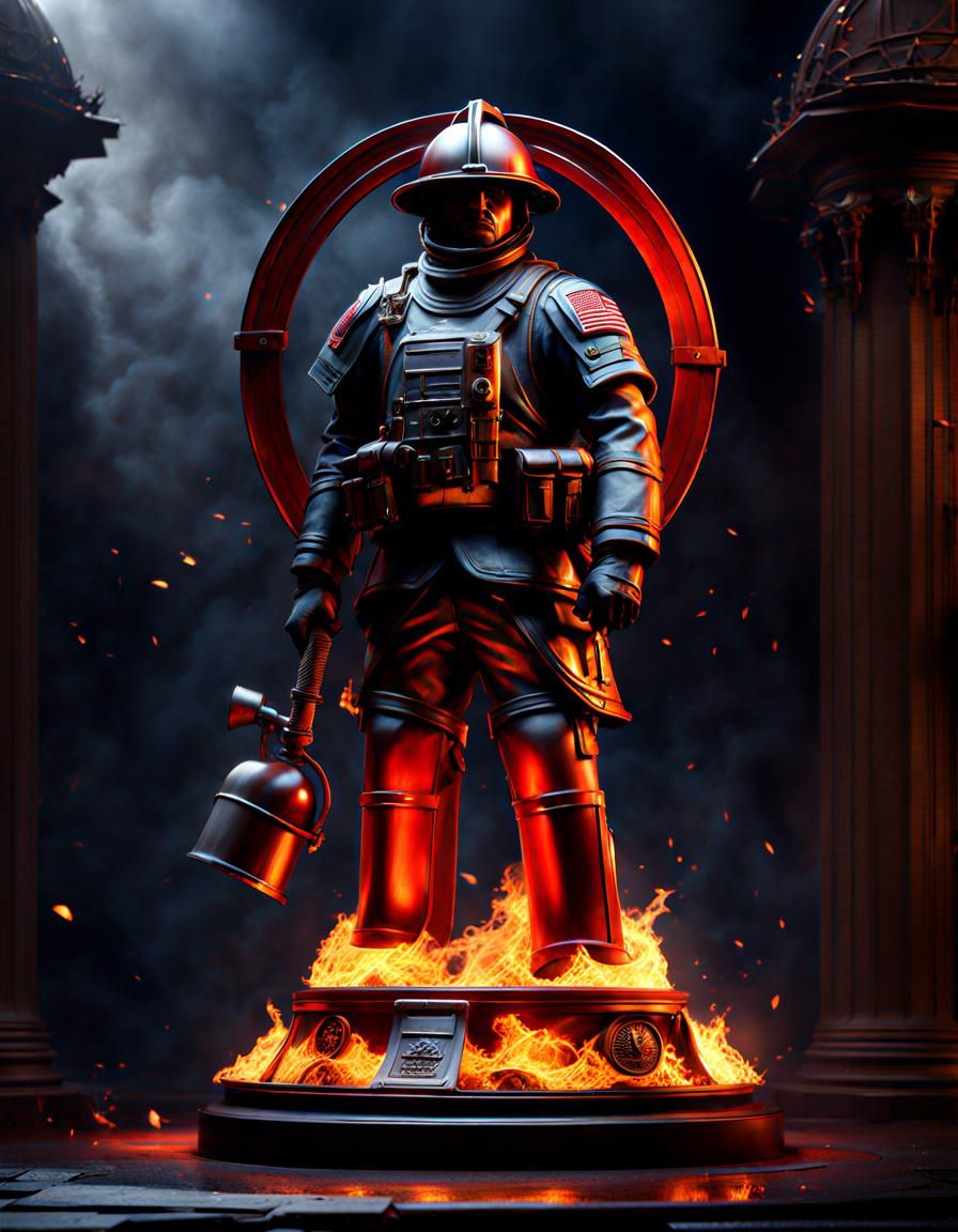 A permanent tribute to those killed in the fire service across the world with the base fired by gas