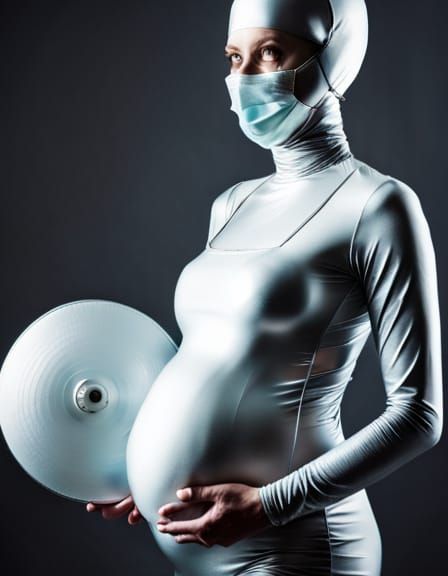 Pregnant Alien Portrait with Surgical Mask