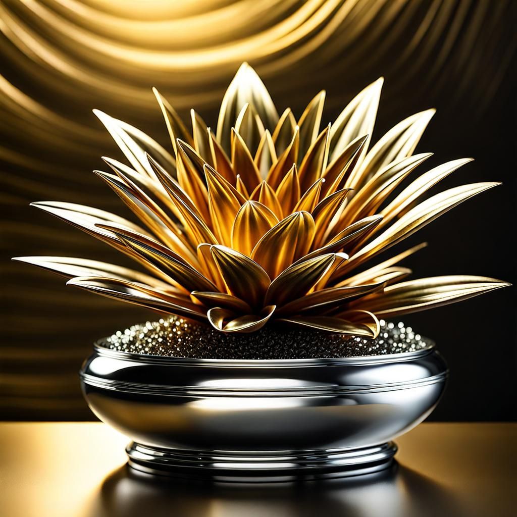 Metal Bromelaid Flower