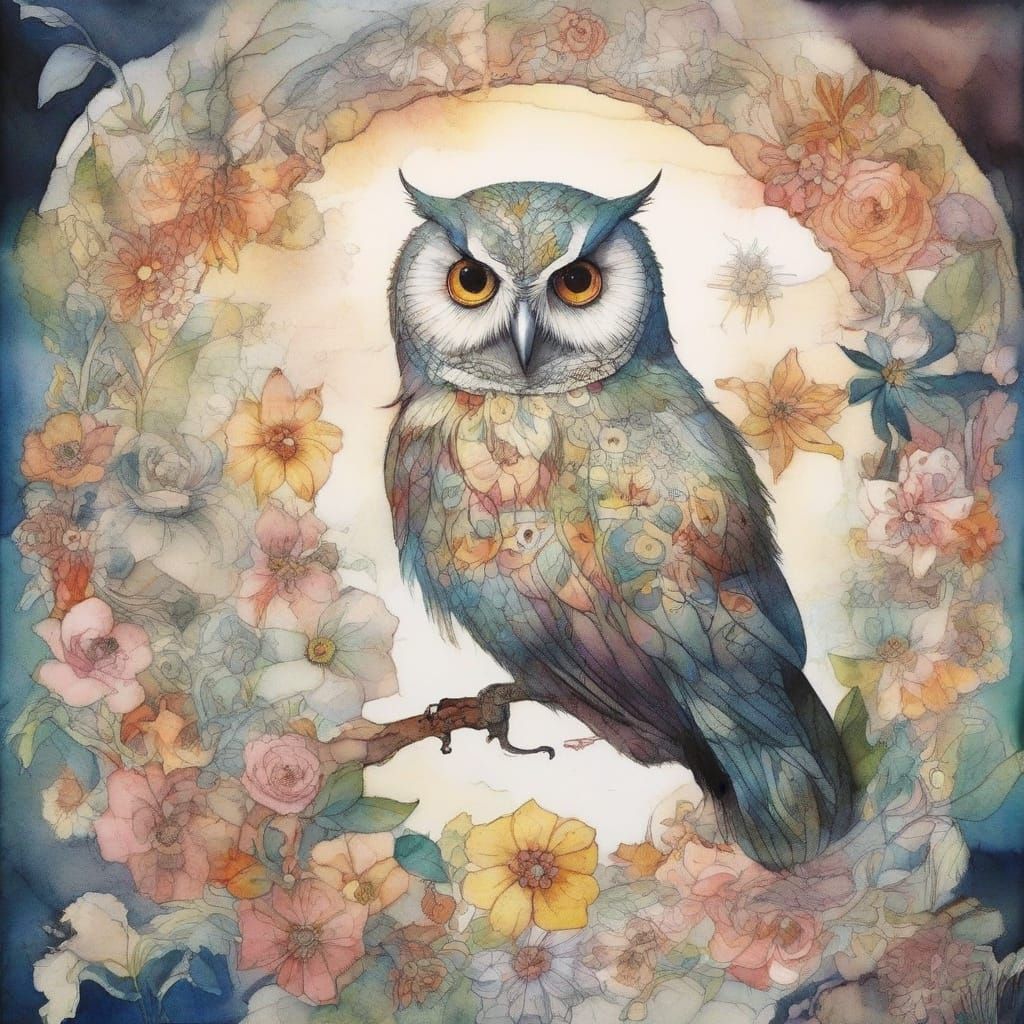 Steampunk Pirate Owl in Kaleidoscope