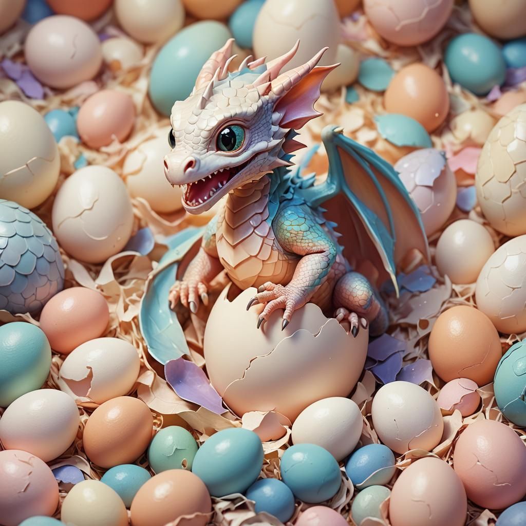 Adorable Hatchling: A Digital Illustration of a Baby Dragon