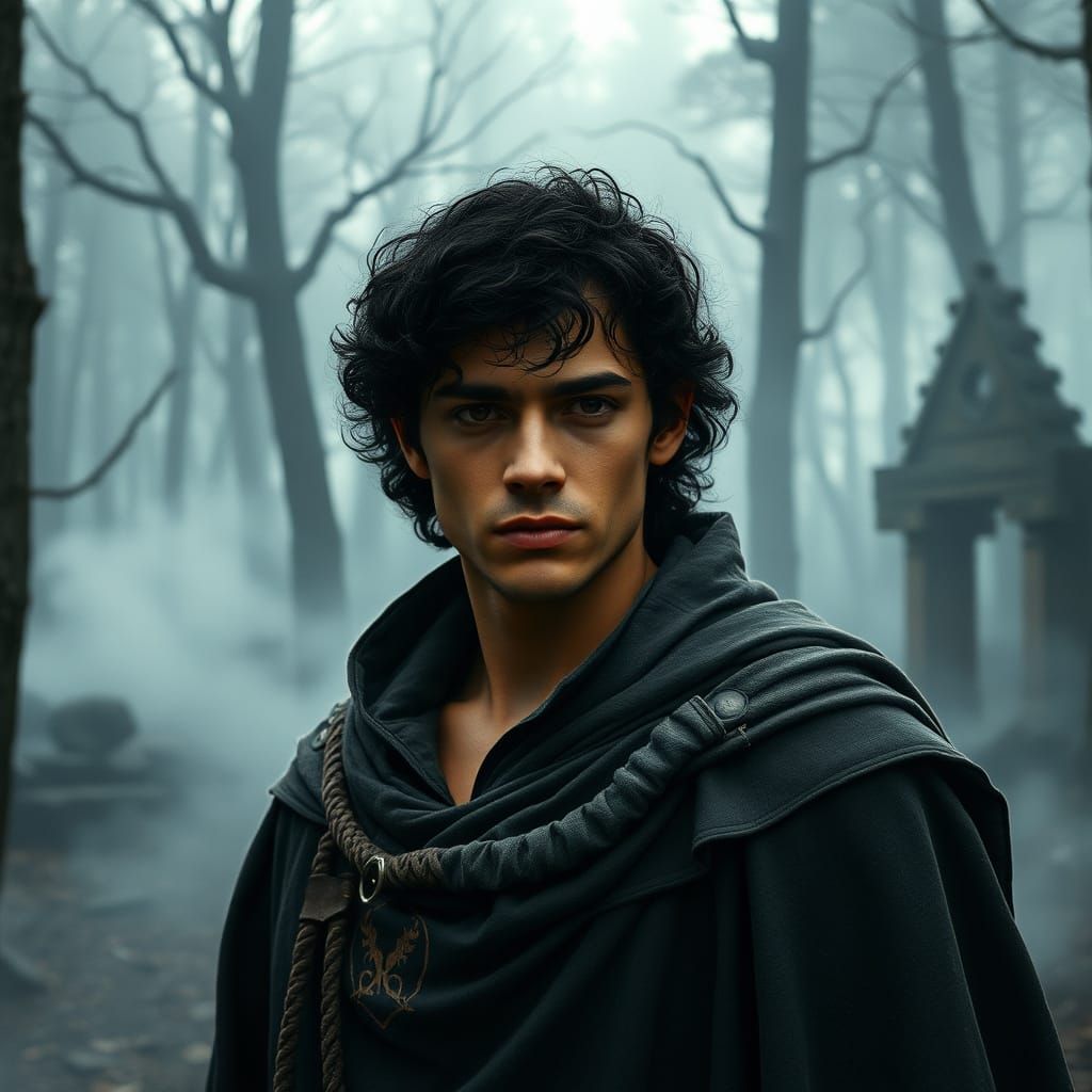 Omega Survivor in Haunted Forest, Cinematic Fantasy Art