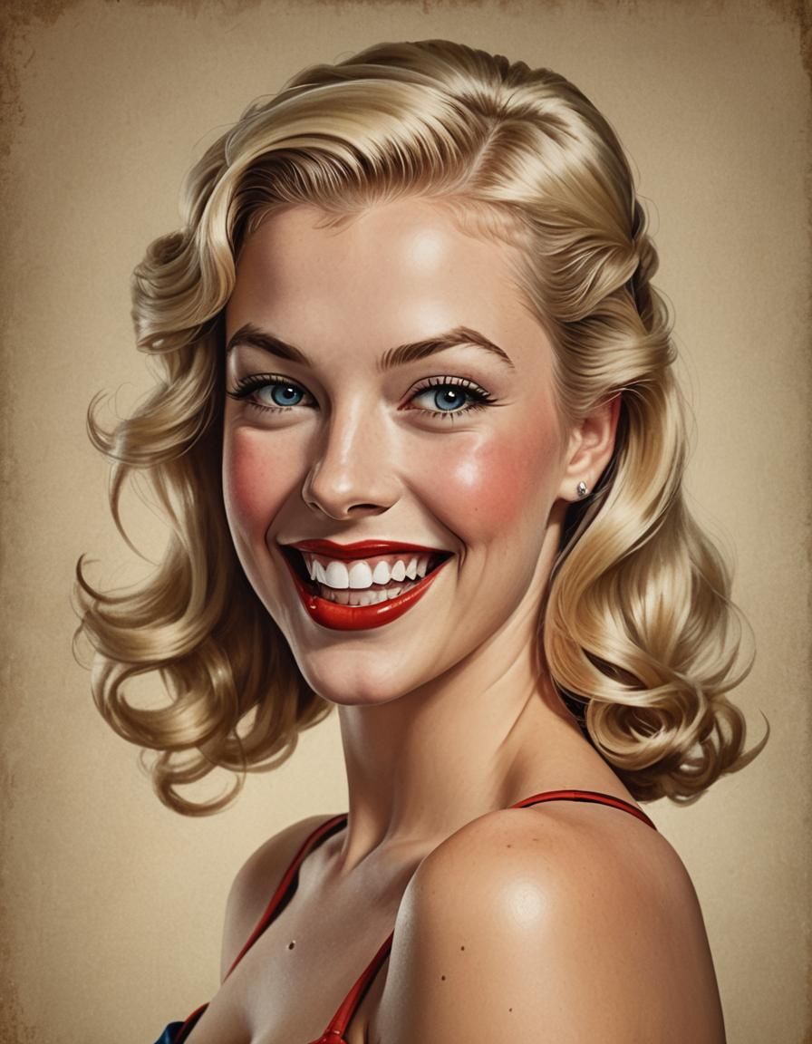 Classic Pin-Up Girl Portrait in Elvgren Style