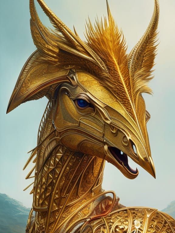 Golden Horse Portrait in Graffiti Art Style