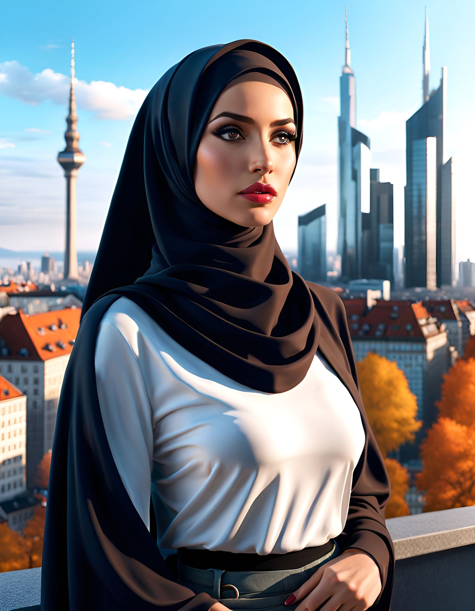 Stunning Hijabi Portrait in Frankfurt, Digital Art