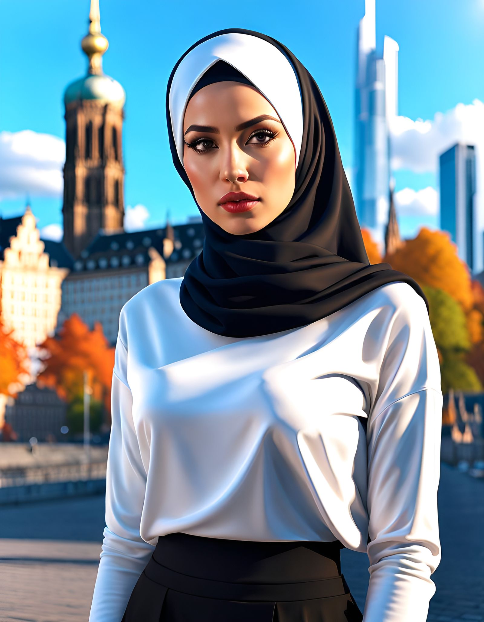 German Girl Portrait in Frankfurt: Digital Art