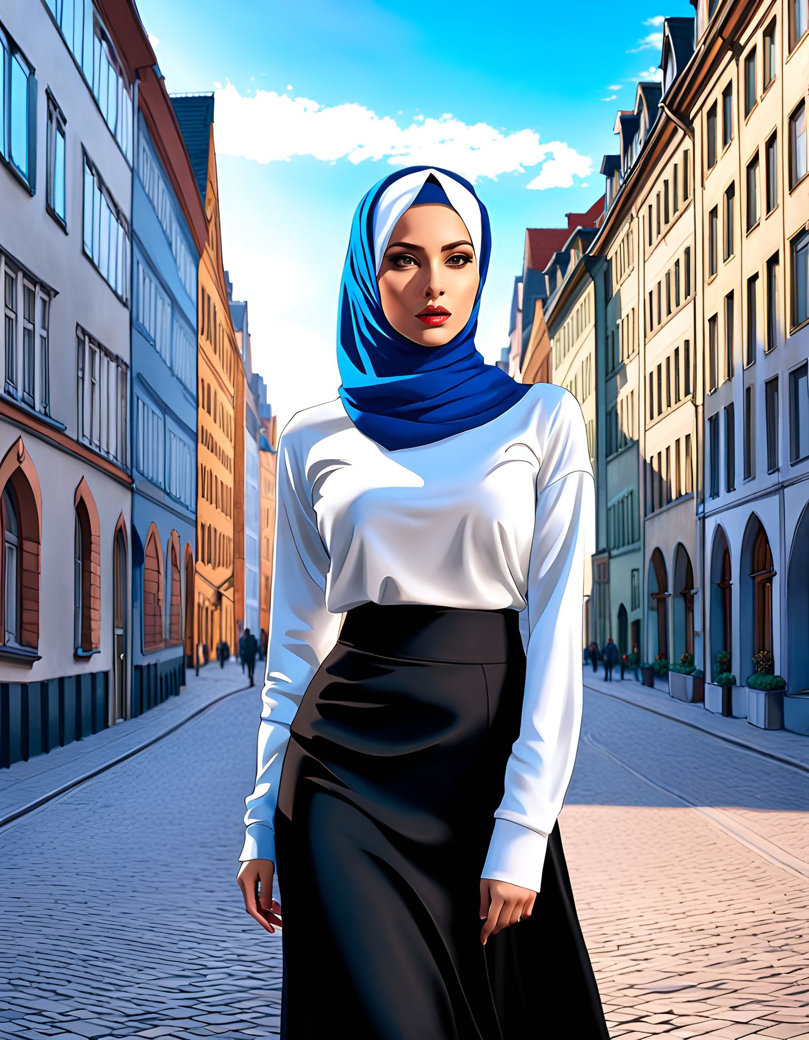 Beautiful Hijabi Portrait in Frankfurt, Digital Art
