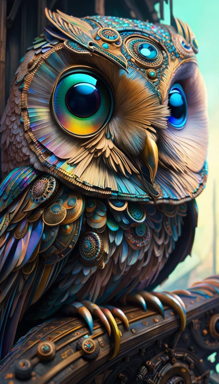 Dieselpunk Barn Owl Portrait: Intricate Digital Masterpiece