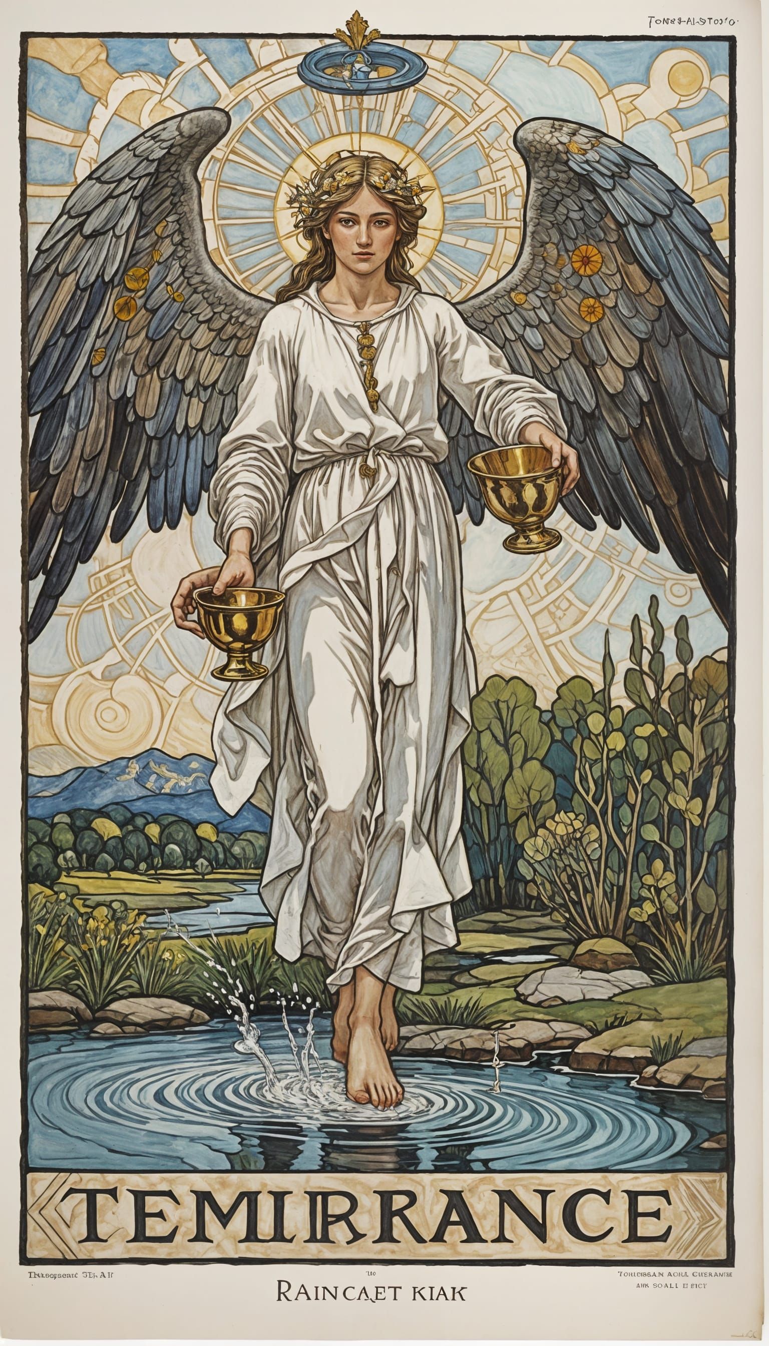 Angel of Balance in Vibrant Countryside