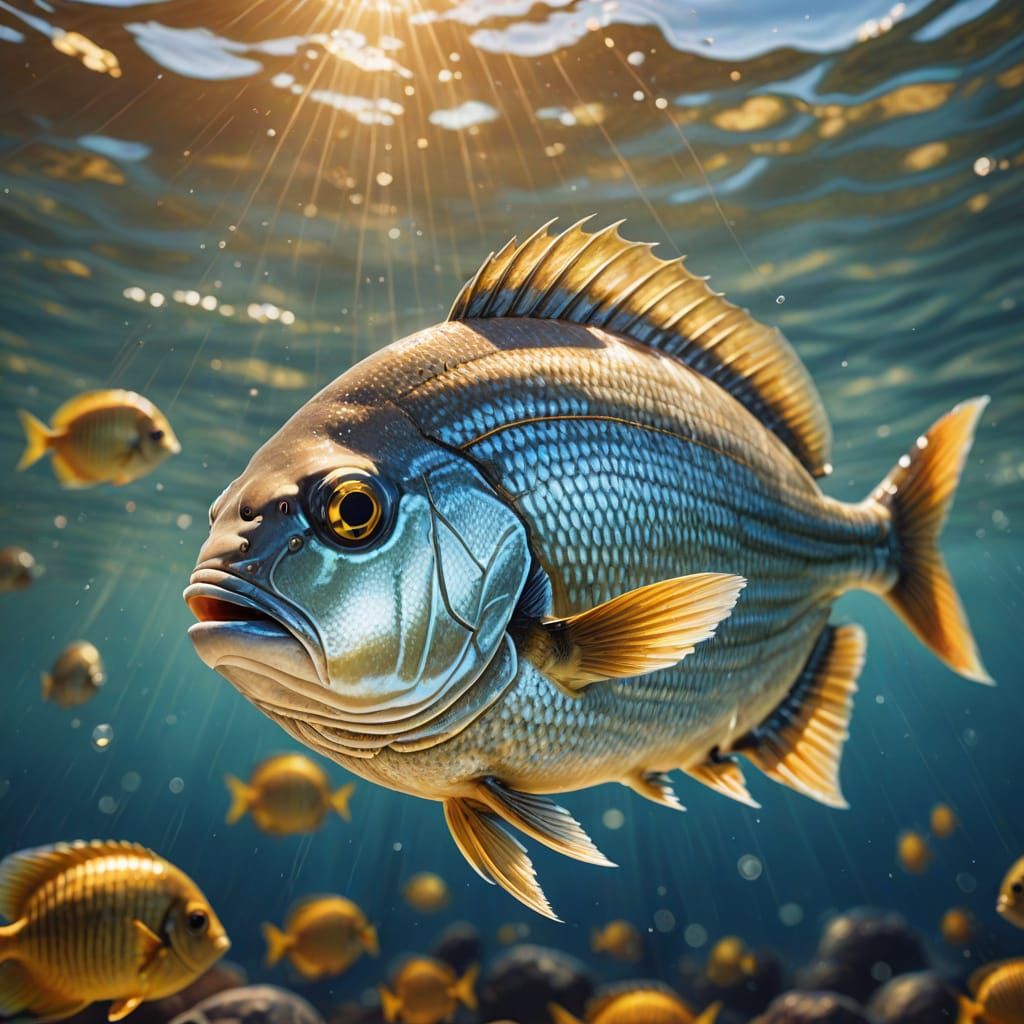 Sea Bream in Vibrant Oil Painting Style