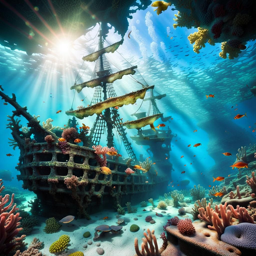 Coral Reef Over Sunken Galleon Shipwreck