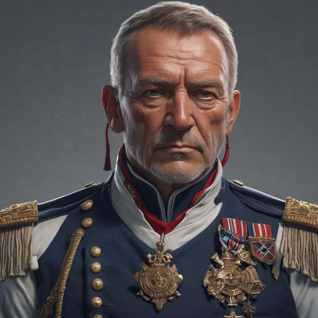 Red-Skinned Admiral Portrait in Historical Fantasy Style