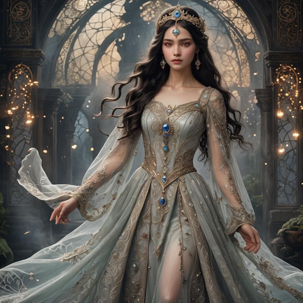 Ethereal Fantasy Lady in Enchanted Forest