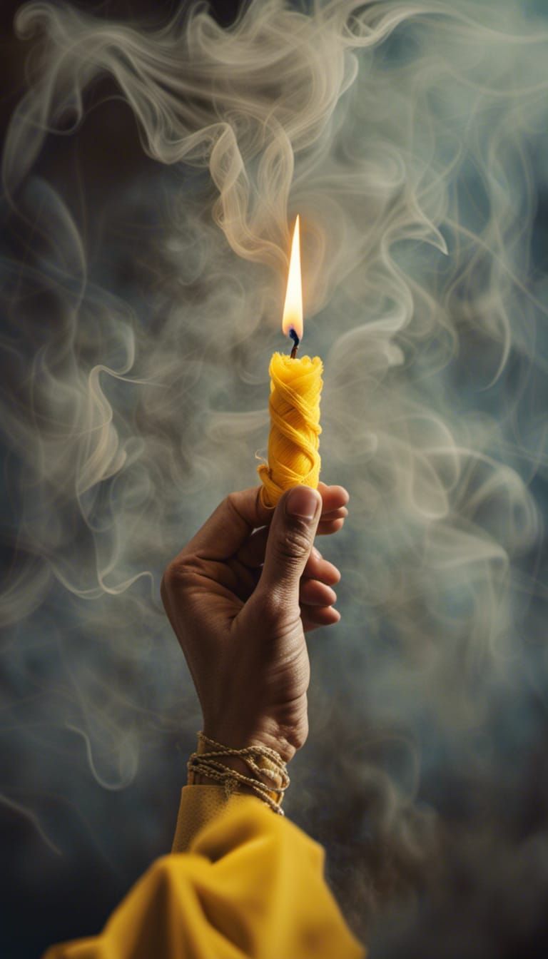 Mysterious Ritual with Candlelight and Smoke