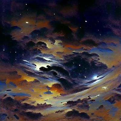 Night Sky Oil Painting: Celestial Wonders