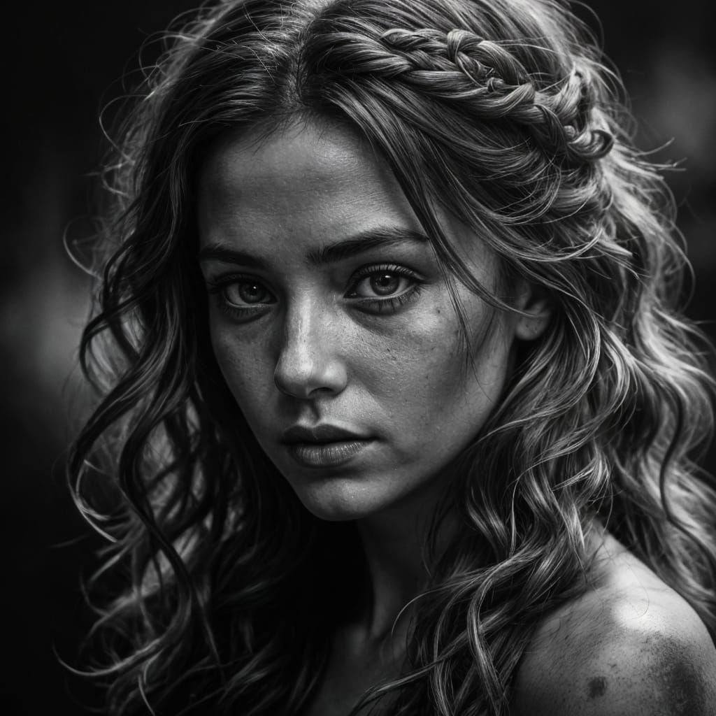 Mermaid in Charcoal: A Striking Black and White Portrait