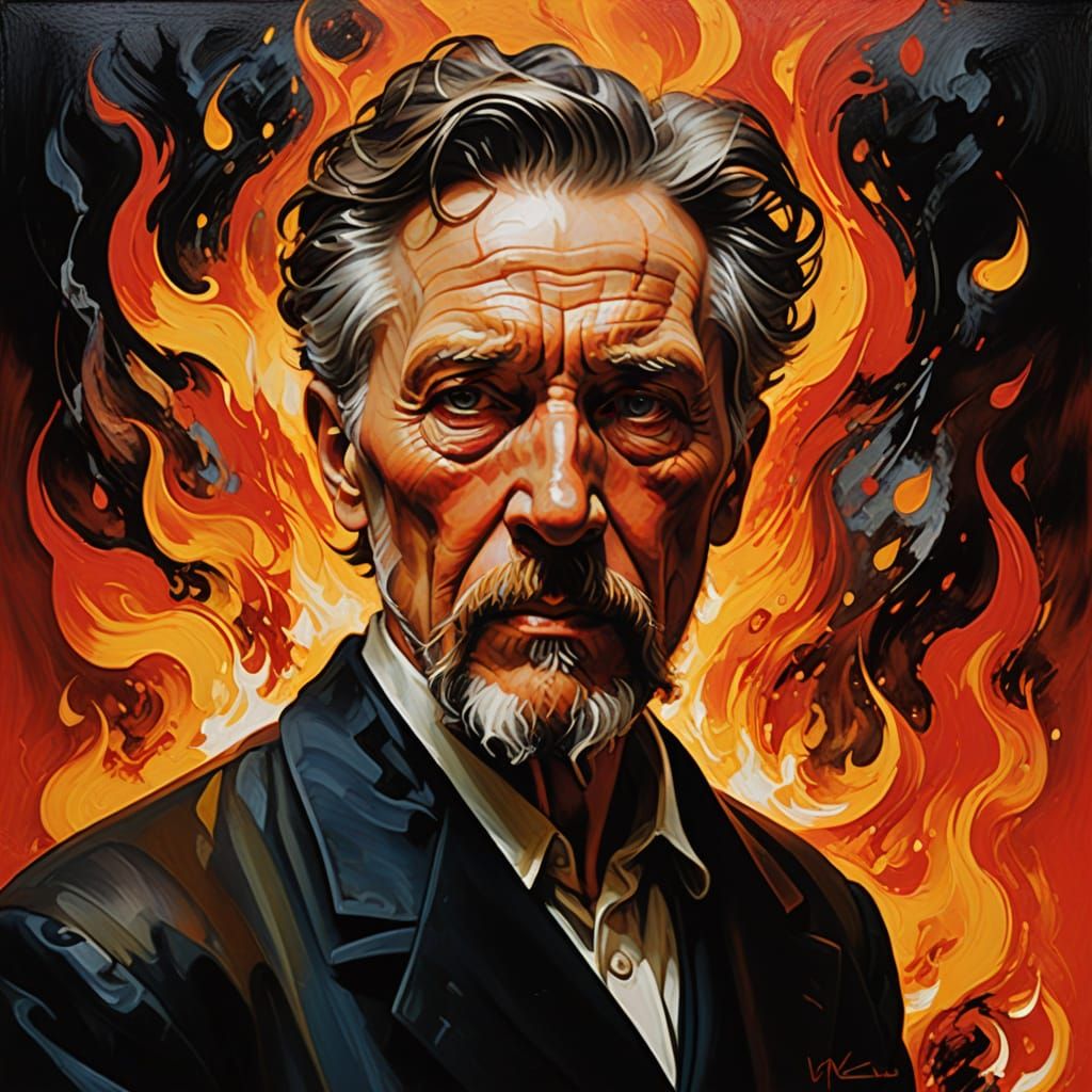 Ezra Pound Enveloped by Fiery Vortex in Surrealist Masterpie...