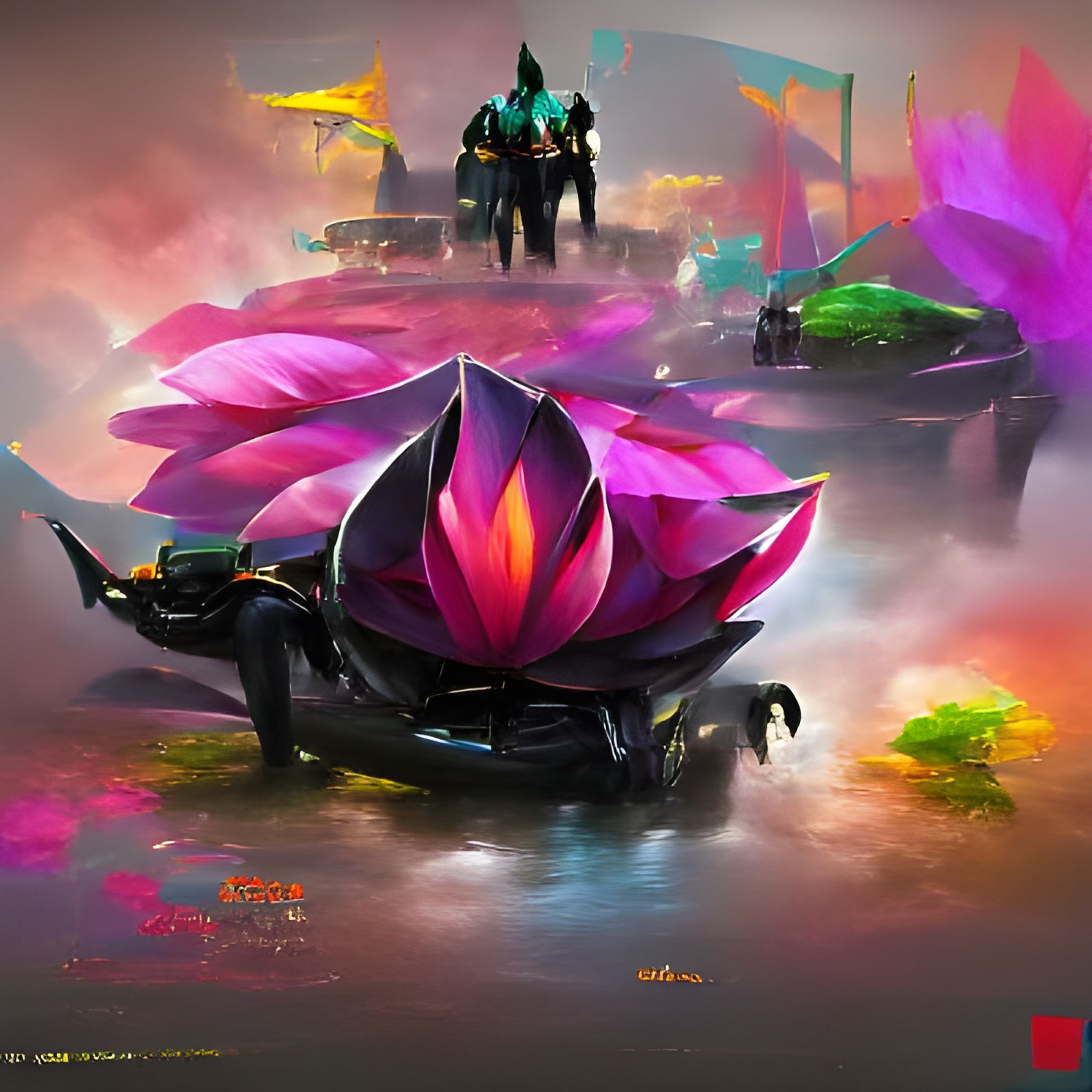 Blooming Black Lotus Flower