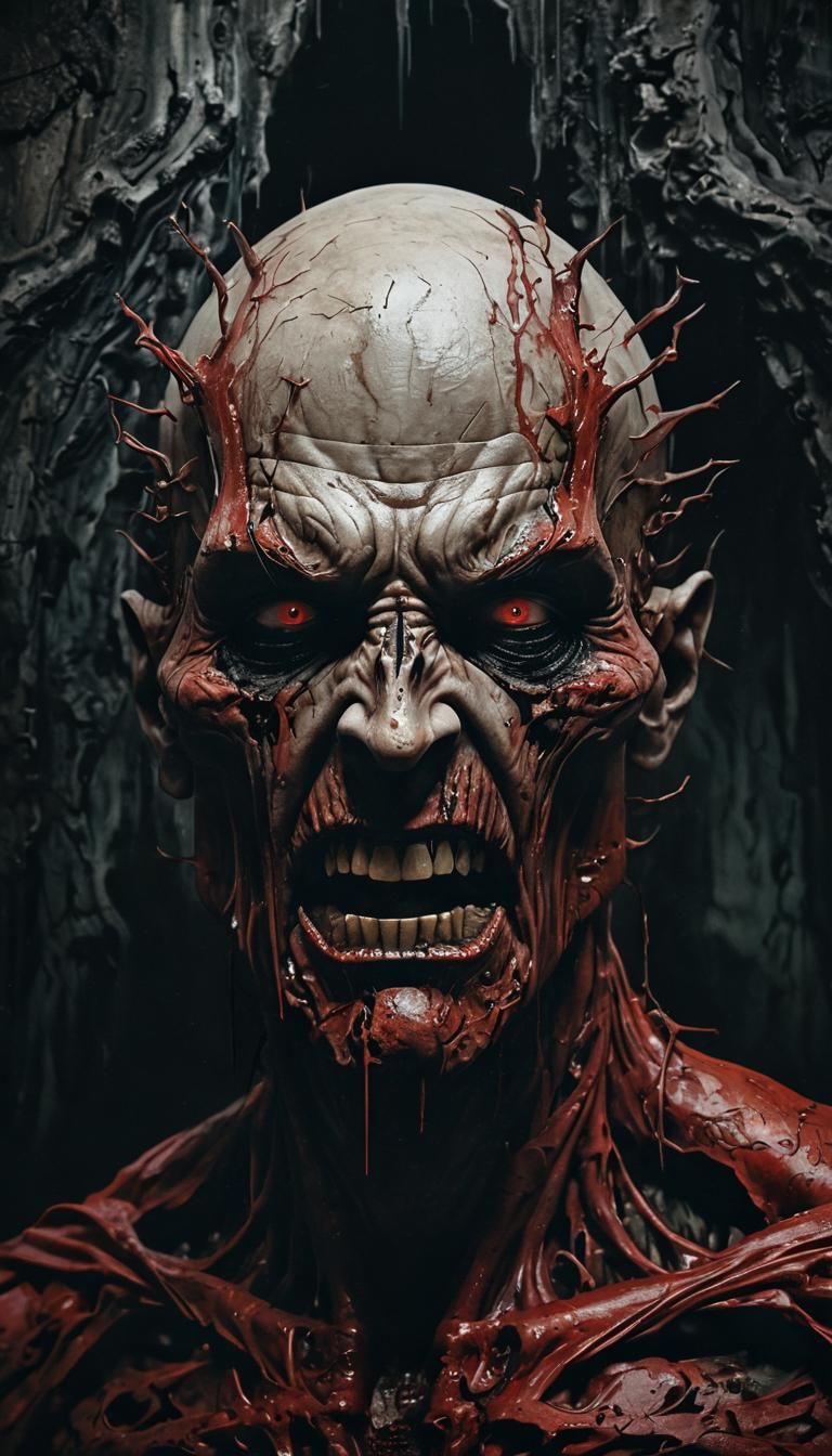 "Immortal Corrupter, destroys innocence; black salted death, he howls for blood." Art of Illusion, horror VRay with goth...