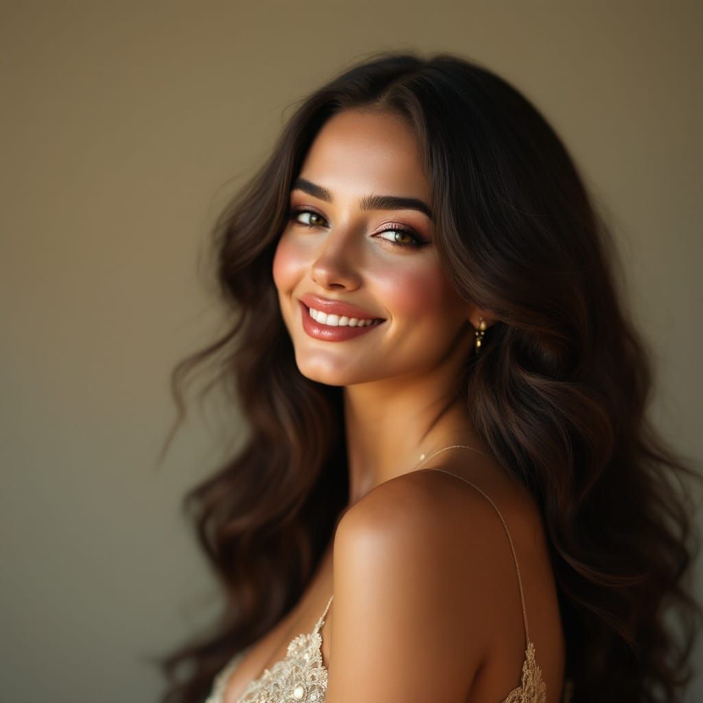 Elegant Actress Portrait in Vibrant Art Nouveau Style