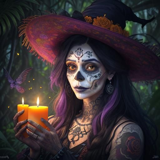 Dia de los Muertos Witch in Carne Griffiths Style