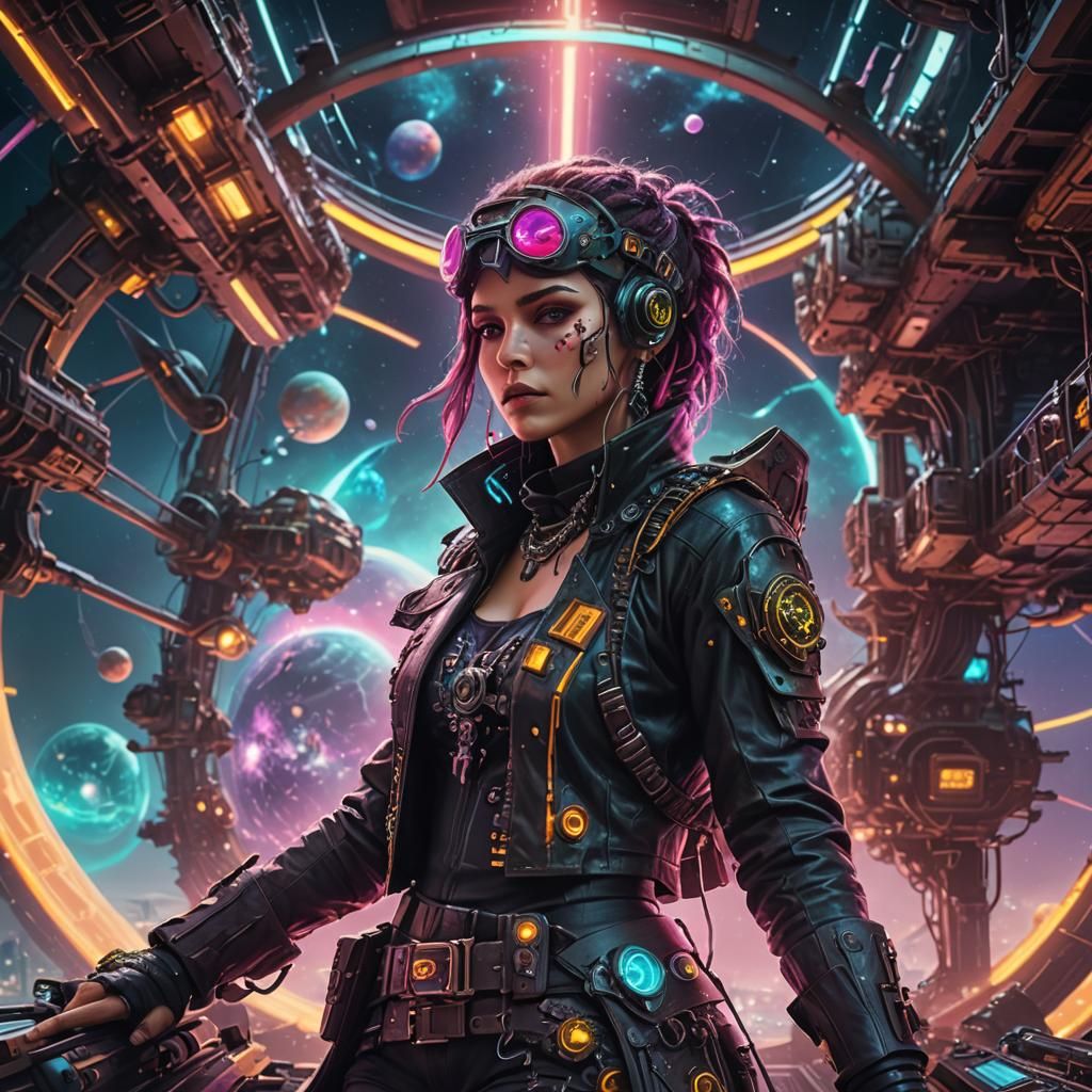 Cyberpunk Space Pirate in Fantasy Style