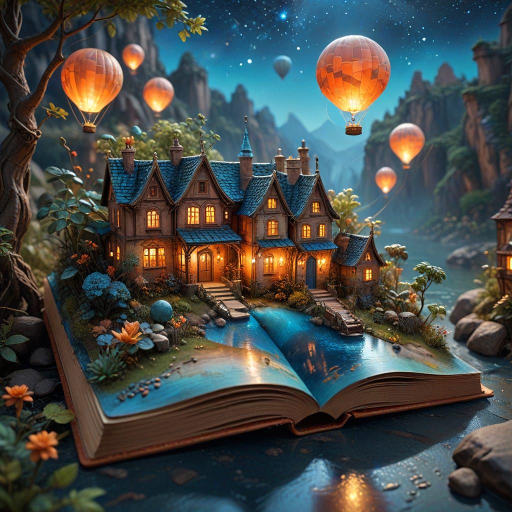 Fantasy Book Portal with Miniature Landscapes