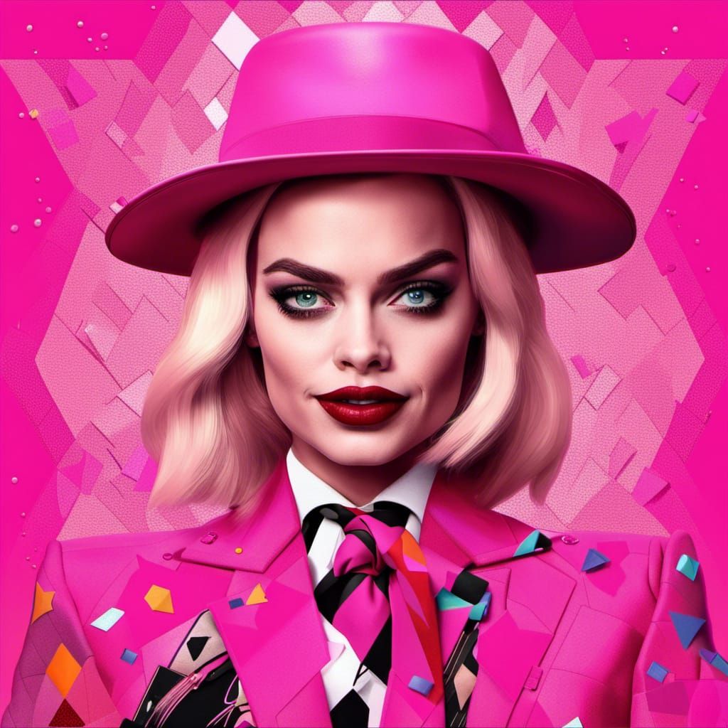 Harley Quinn in Pink Suit: Pop Art Digital Portrait