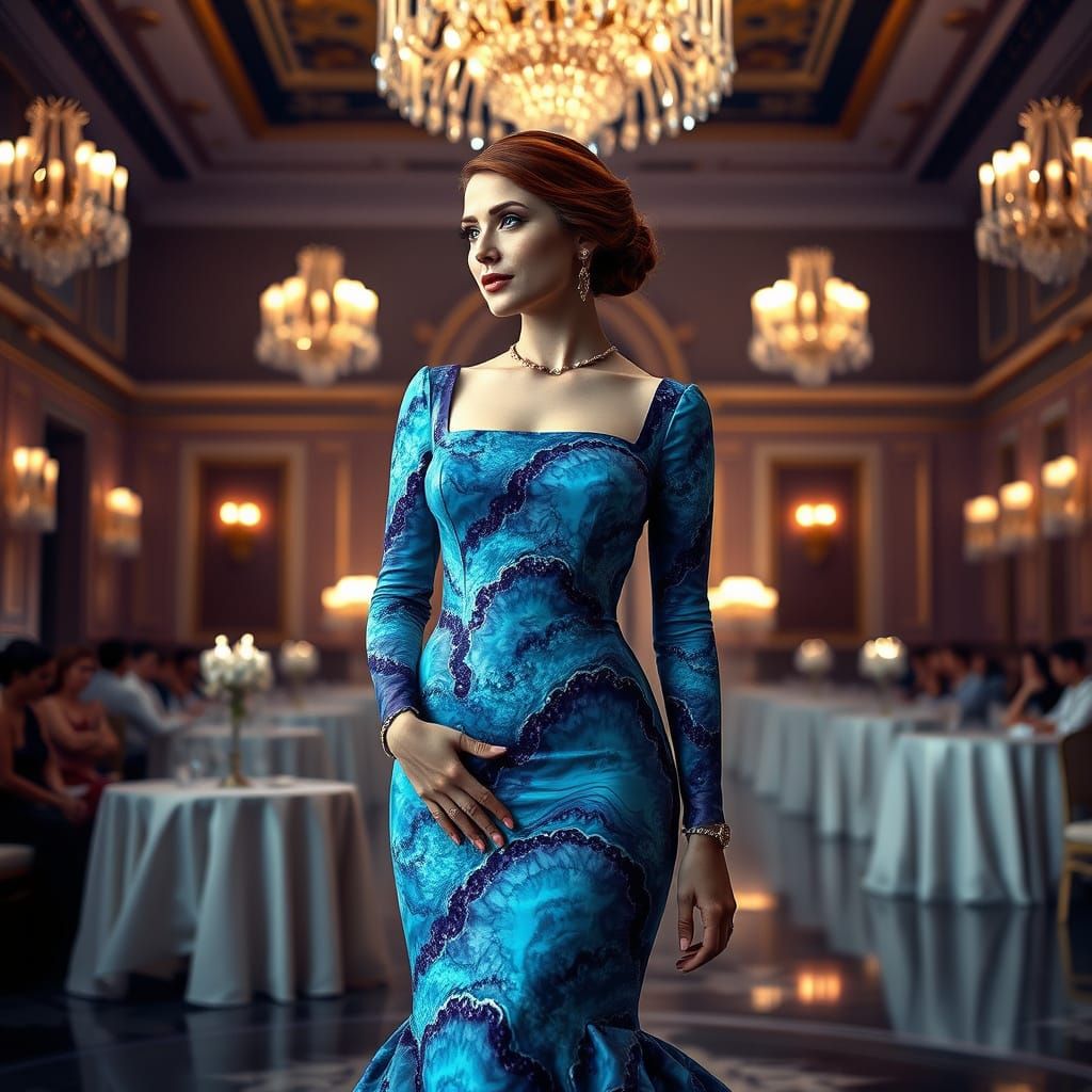 Hyperrealistic Ballroom Beauty in Crystal Geode Gown