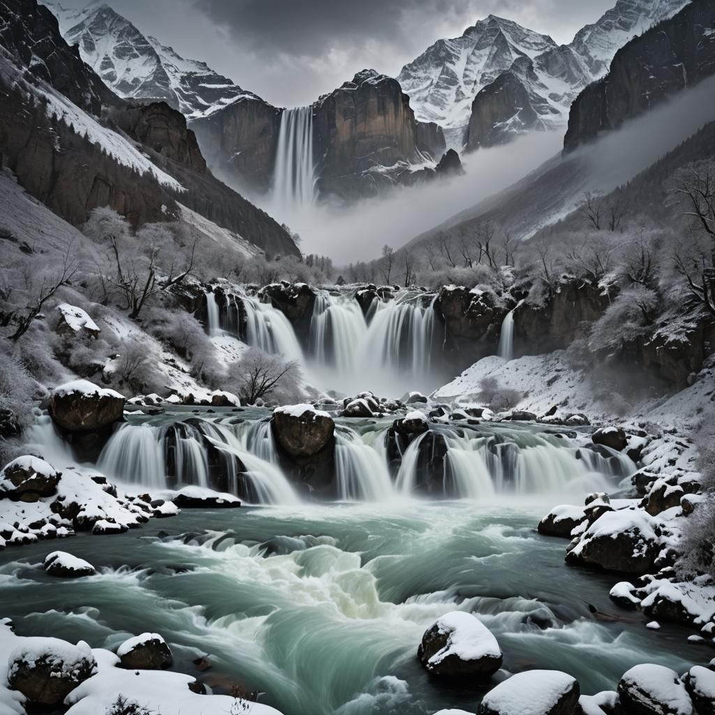 Majestic Landscape Under Stormy Skies in 8k