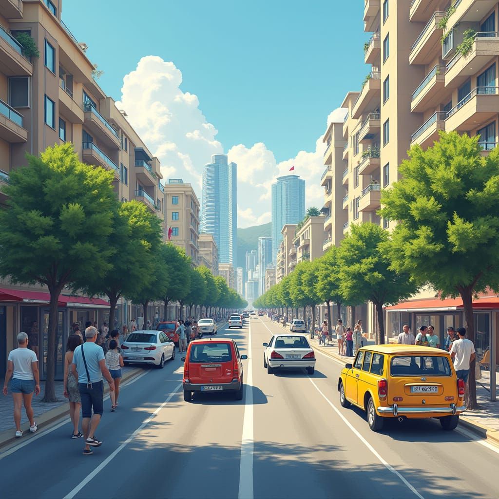 Bustling Antalya Cityscape in Photorealistic Style