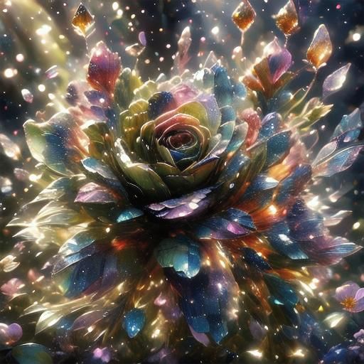 Crystal Flower in Watercolor Art Style