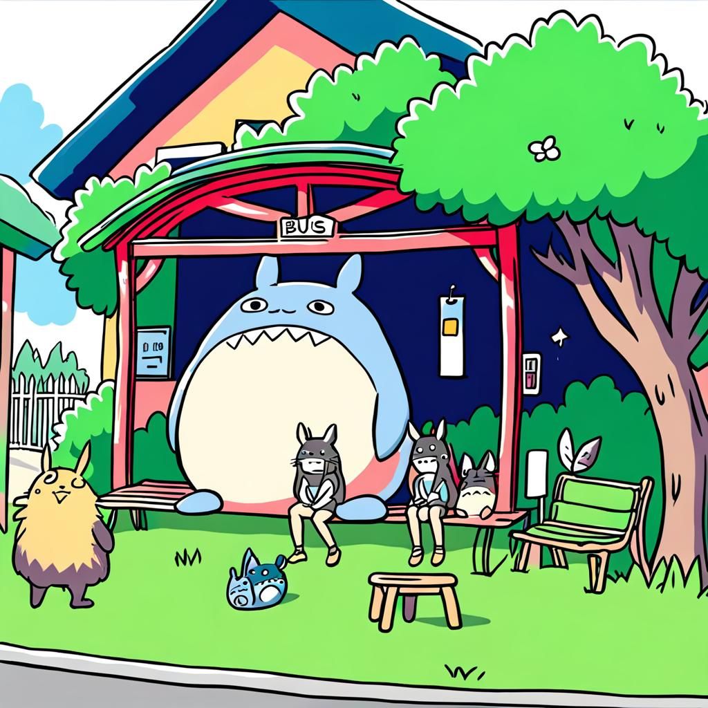 Totoro Waiting at the Bus Stop