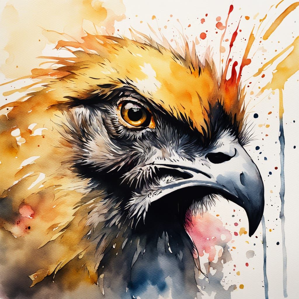 Angry Chick Screams: Watercolour Portrait