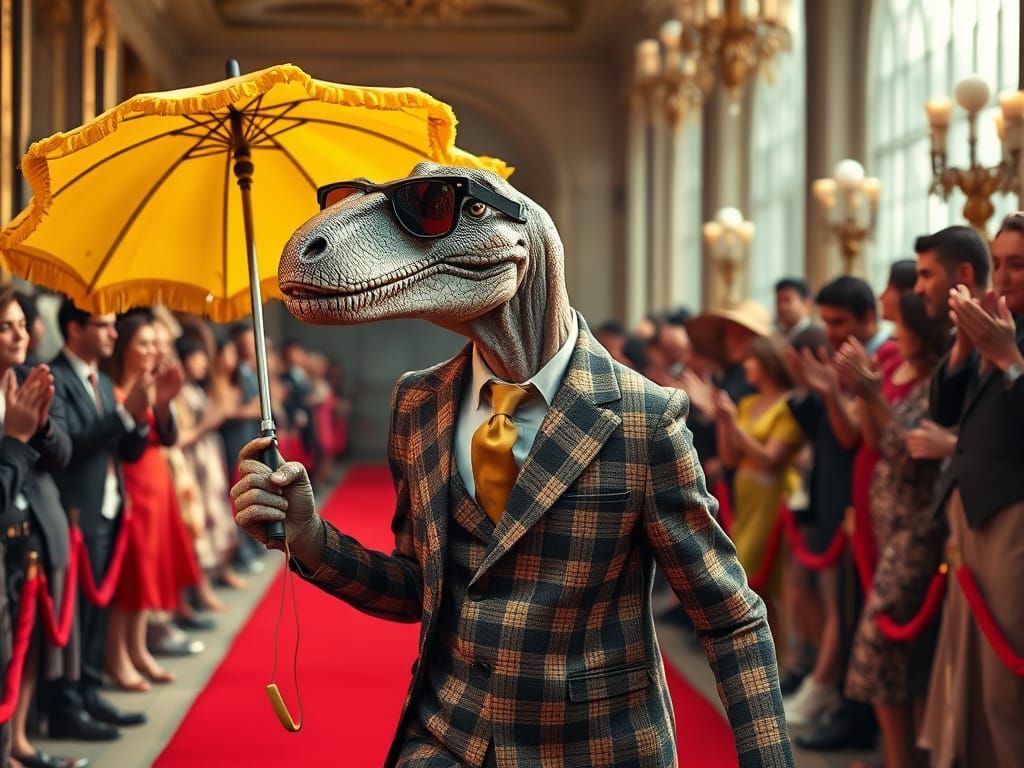 Velociraptor Struts Down Red Carpet in Haute Couture Suit
