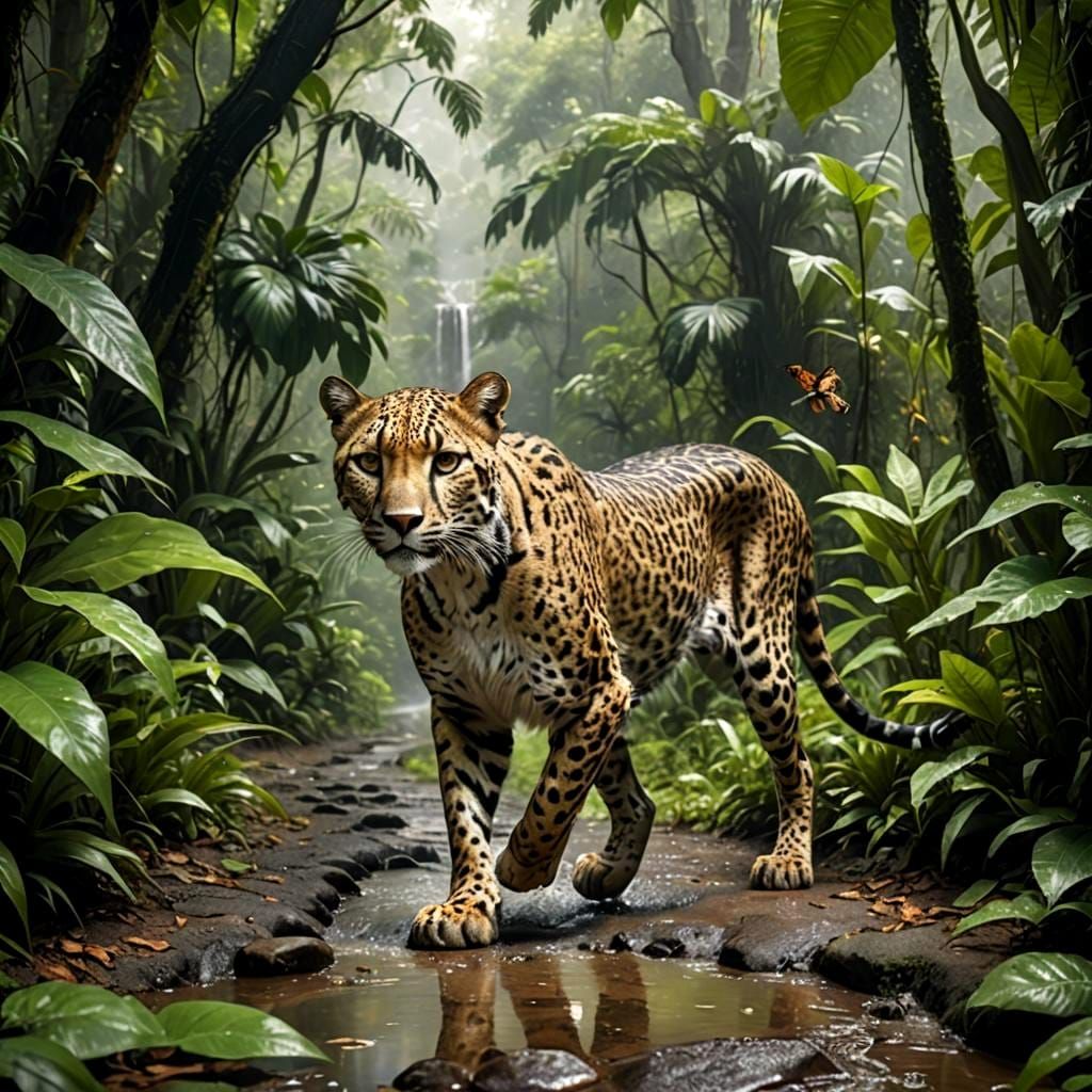 Cheetah in a Lush Jungle Scene