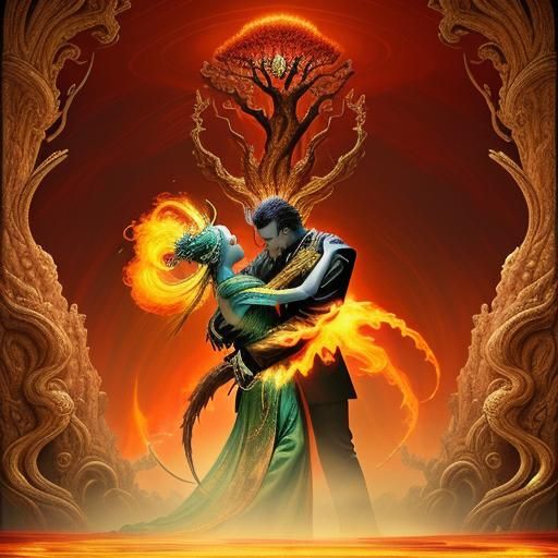 Passionate Encounter in Dramatic Chiaroscuro