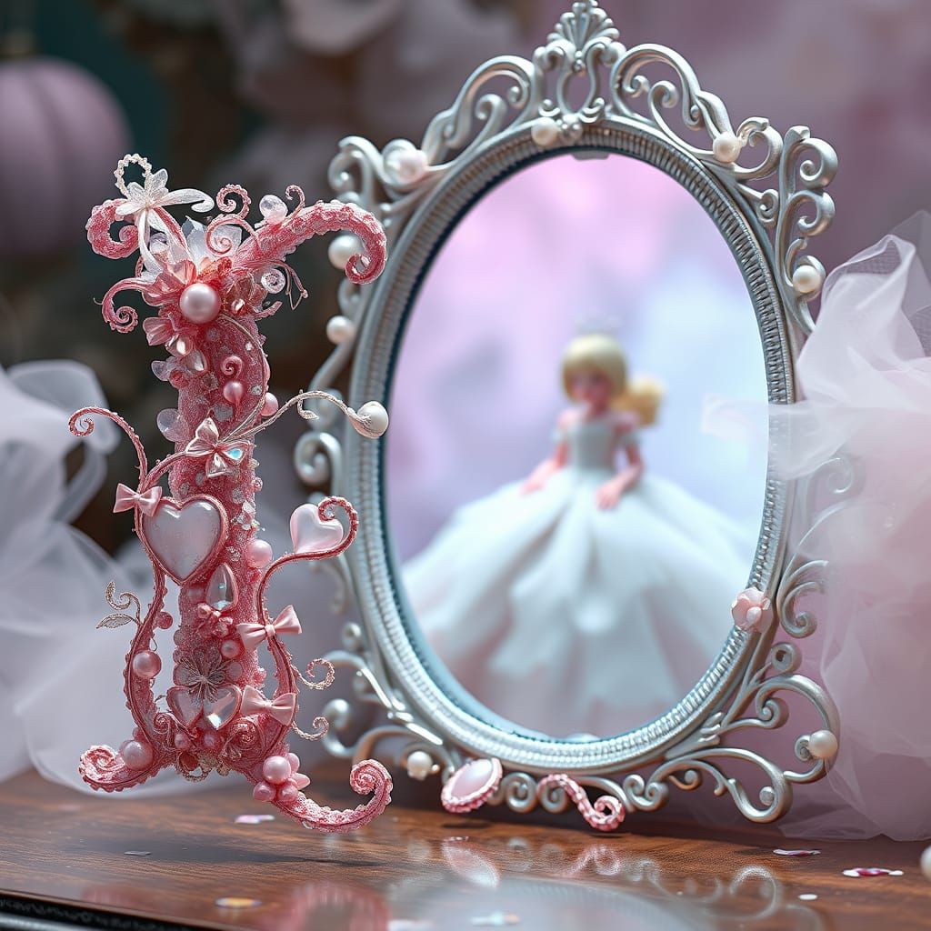 Crystal Letter I Reflects Porcelain Princess in Dreamy Style