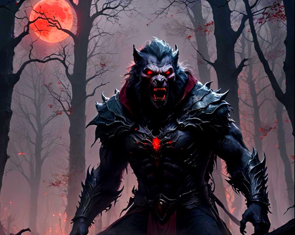 Vampire vs. Werewolf Under Blood Moon